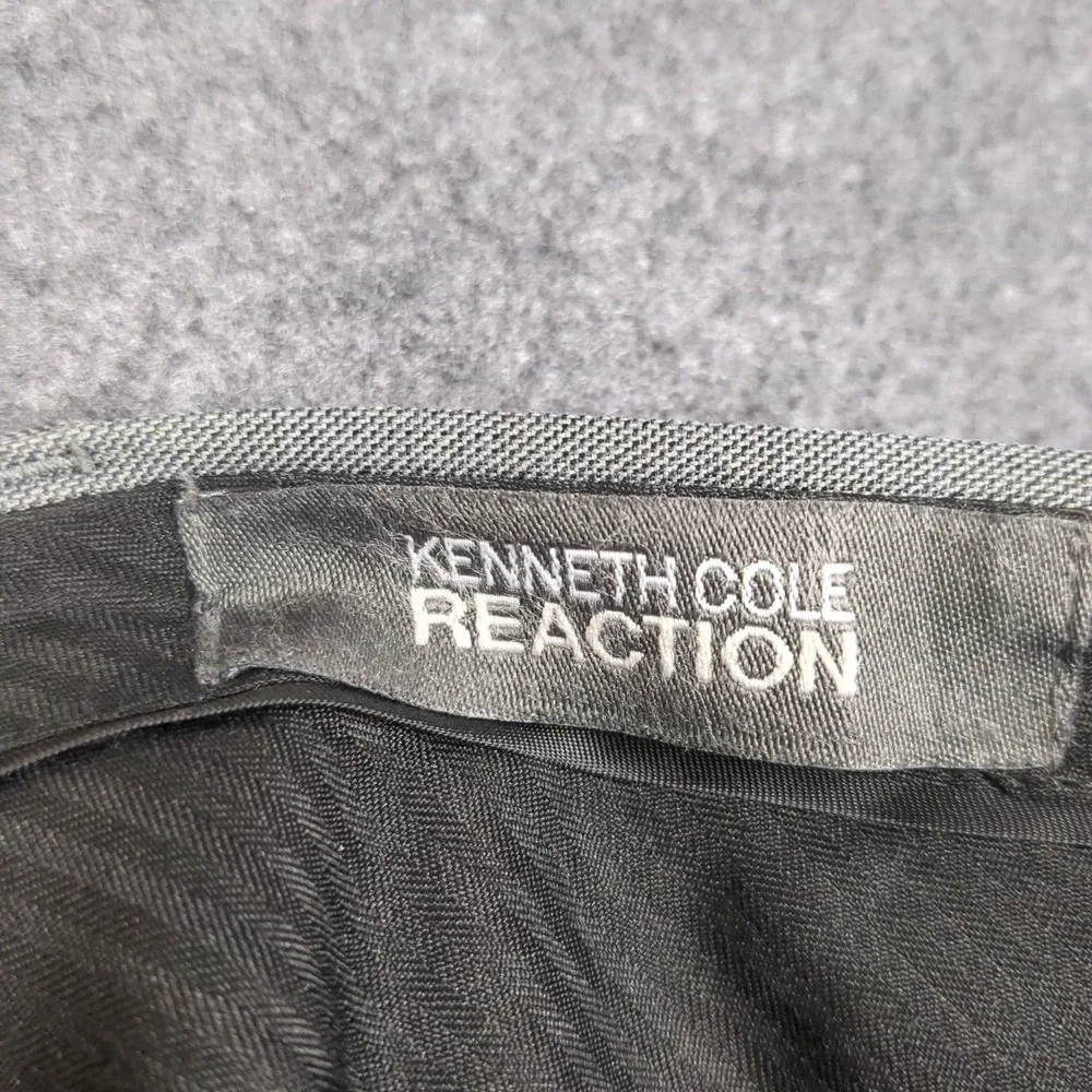 Kenneth Cole Reaction Mens Gray Plaid Dress Pants 34x29 Business Casual Trousers